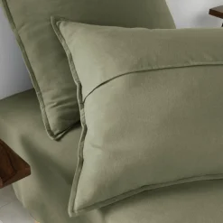Taie d'oreiller carrée flanelle de coton (63 x 63 cm) Théa Vert romarin