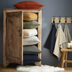 Taie d'oreiller carrée flanelle de coton (63 x 63 cm) Théa Gris anthracite