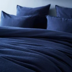 Taie d'oreiller carrée flanelle de coton (80 x 80 cm) Nina Bleu nuit