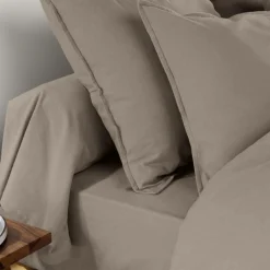 Taie d'oreiller carrée flanelle de coton (80 x 80 cm) Nina Ficelle