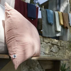 Taie d'oreiller carrée gaze de coton (60 x 60 cm) Gaïa Boho Jaune safran