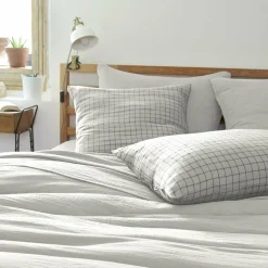 Taie d'oreiller carrée gaze de coton (60 x 60 cm) Gaïa Mix Gris nuage