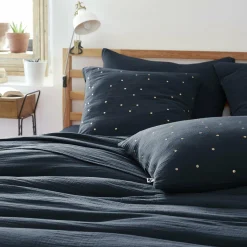 Taie d'oreiller carrée gaze de coton (60 x 60 cm) Gaïa Chic Bleu nuit