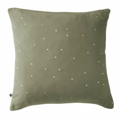 Taie d'oreiller carrée gaze de coton (60 x 60 cm) Gaïa Chic Vert romarin