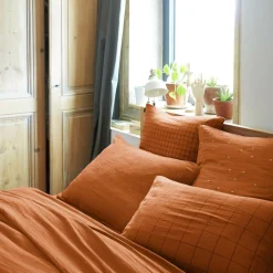 Taie d'oreiller carrée gaze de coton (60 x 60 cm) Gaïa Chic Abricot