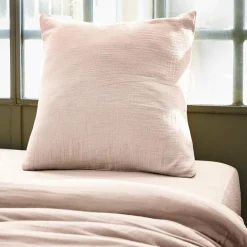 Taie d'oreiller carrée gaze de coton (60 x 60 cm) Gaïa Rose poudré