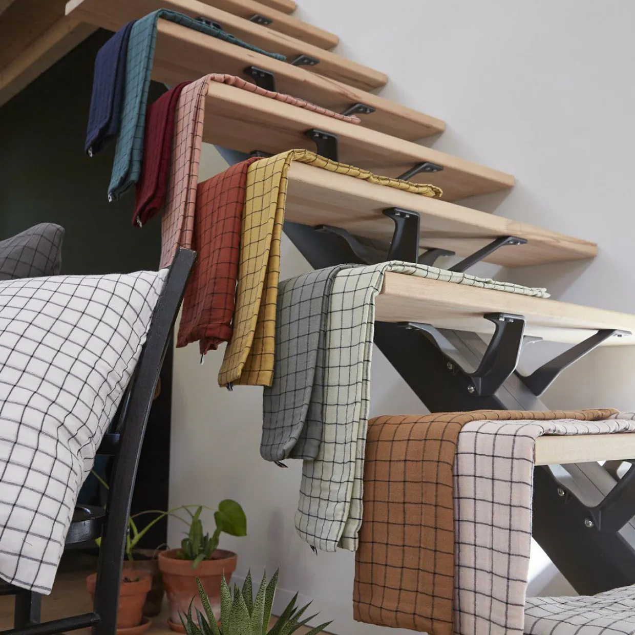 Taie d'oreiller carrée gaze de coton (60 x 60 cm) Gaïa Mix Gris granit