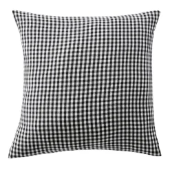 Taie d'oreiller Carrée gaze de coton (80 x 80 cm) Gaïa Vichy Noir