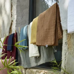 Taie d'oreiller carrée gaze de coton (60 x 60 cm) Gaïa Boho Vert tilleul