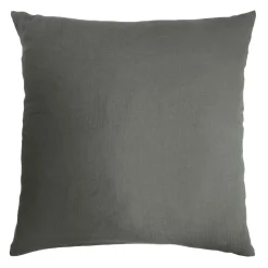 Taie d'oreiller carrée gaze de coton (80 x 80 cm) Gaïa Gris granit