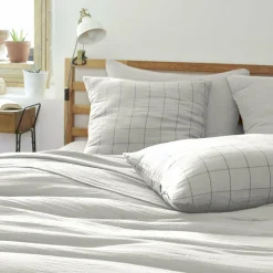 Taie d'oreiller carrée gaze de coton (60 x 60 cm) Gaïa Match Gris nuage