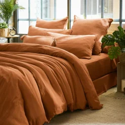 Taie d'oreiller carrée gaze de coton (60 x 60 cm) Gaïa Abricot