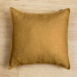 Taie d'oreiller carrée lin lavé (60 x 60 cm) Louise Caramel