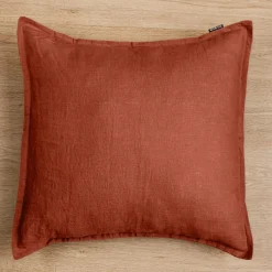 Taie d'oreiller carrée lin lavé (80 x 80 cm) Louise Terracotta