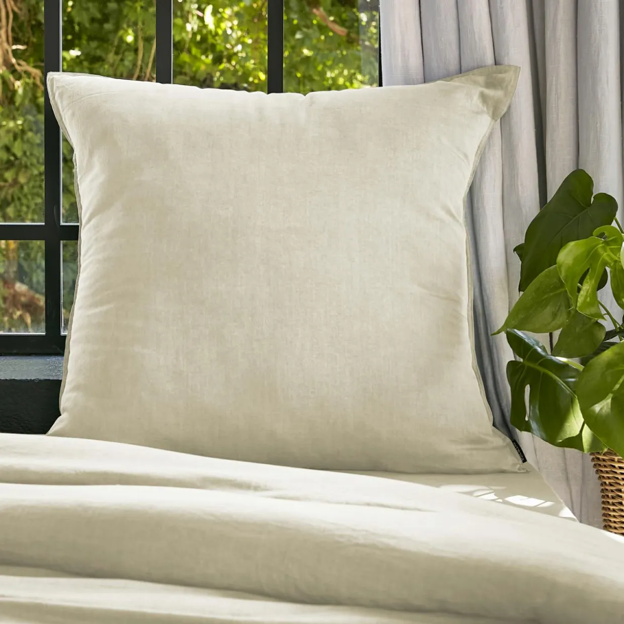 Taie d'oreiller carrée lyocell Tencel™ lavé (80 x 80 cm) Olivia Beige pampa