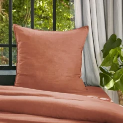 Taie d'oreiller carrée lyocell Tencel™ lavé (63 x 63 cm) Olivia Terracotta
