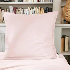 Taie d'oreiller carrée percale de coton (80 x 80 cm) Cali Rose poudré