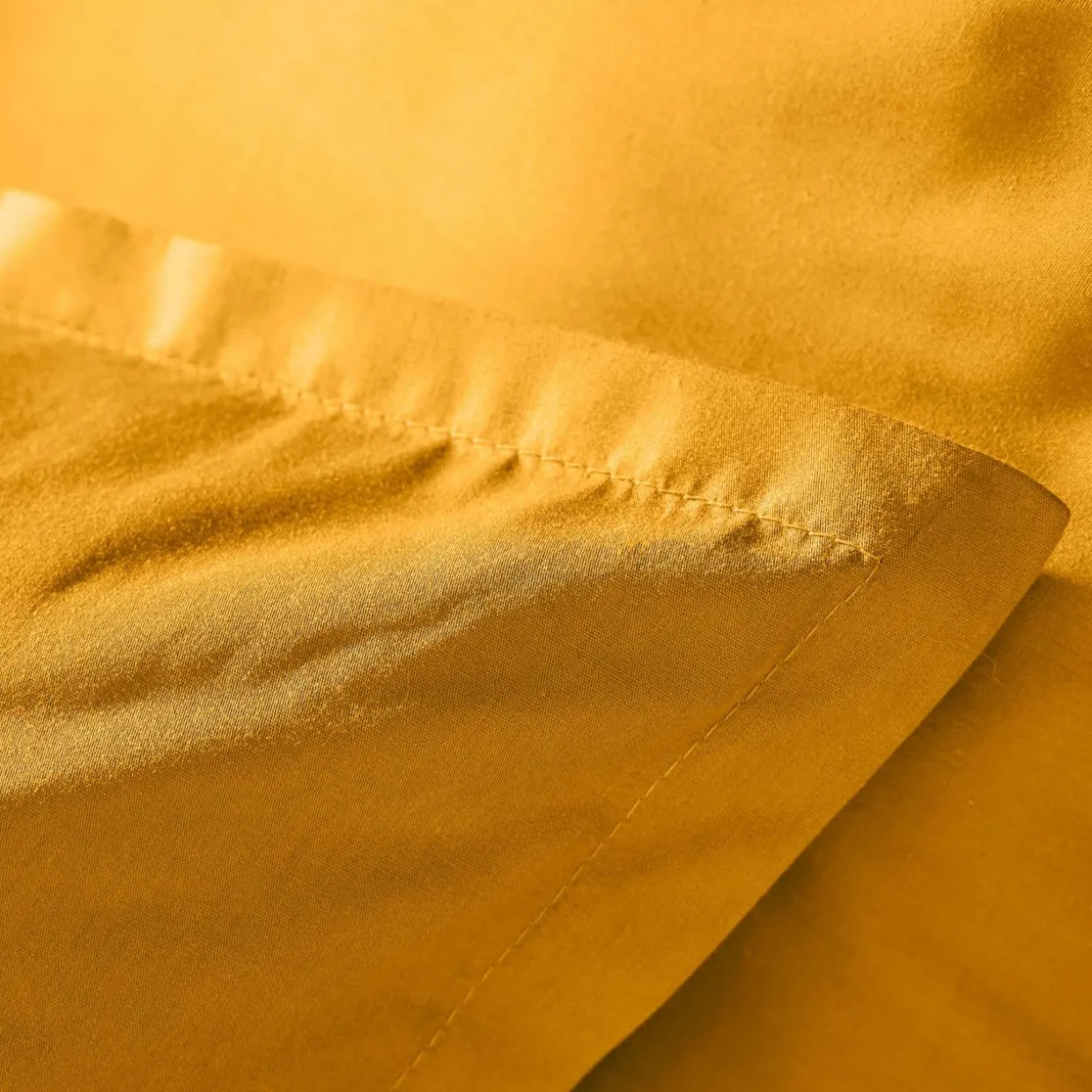 Taie d'oreiller carrée percale de coton (80 x 80 cm) Cali Jaune moutarde