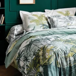 Taie d'oreiller carrée percale de coton (65 x 65 cm) Trinidad Mousson Verte