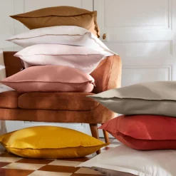 Taie d'oreiller carrée percale de coton (80 x 80 cm) Cali Taupe