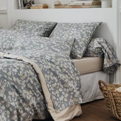 Taie d'oreiller carrée percale de coton (65 x 65 cm) Lison Grise