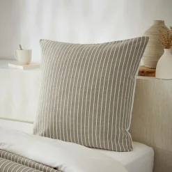 Taie d'oreiller carrée réversible coton texturé et percale (60 x 60 cm) Alice Ecru