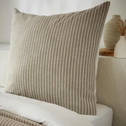 Taie d'oreiller carrée réversible coton texturé et percale (80 x 80 cm) Alice Ecru