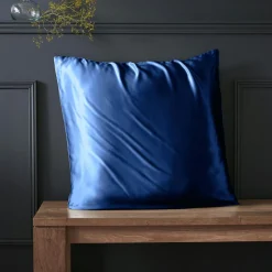 Taie d'oreiller carrée soie de mûrier (63 x 63 cm) Mizuki Bleu marine