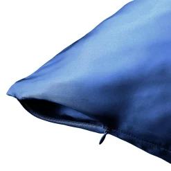 Taie d'oreiller carrée soie de mûrier (63 x 63 cm) Mizuki Bleu marine