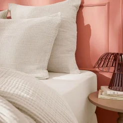 Taie d'oreiller quadruple gaze de coton (50 x 80 cm) Victoria x Gaïa Beige Pampa