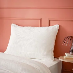 Taie d'oreiller quadruple gaze de coton (50 x 70 cm) Victoria x Gaïa Blanc chantilly