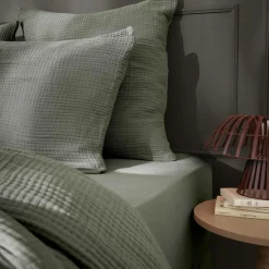 Taie d'oreiller quadruple gaze de coton (80 x 80 cm) Victoria x Gaïa Vert romarin