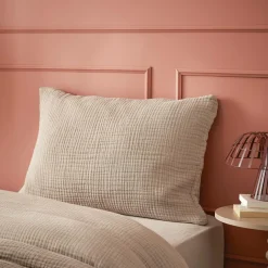 Taie d'oreiller quadruple gaze de coton (50 x 70 cm) Victoria x Gaïa Ficelle