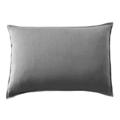 Taie d'oreiller rectangulaire lyocell Tencel™ lavé (50 x 80 cm) Olivia Gris granit