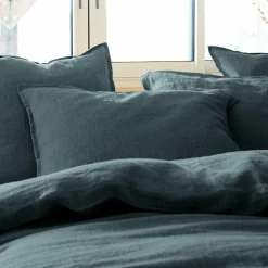 Taie d'oreiller rectangulaire lin lavé (50 x 70 cm) Louise Gris ardoise