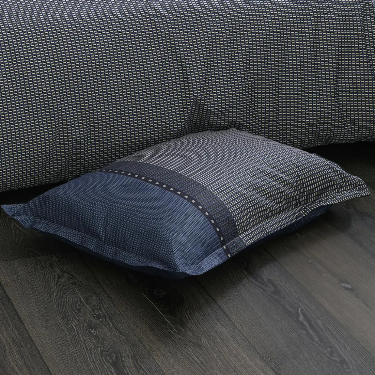 Taie d'oreiller rectangulaire satin de coton (50 x 70 cm) Enzo Bleue