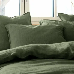 Taie d'oreiller rectangulaire lin lavé (50 x 70 cm) Louise Vert romarin