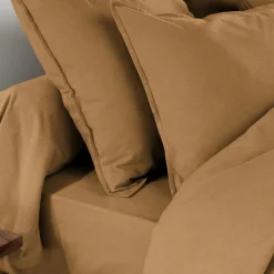 Taie d'oreiller rectangulaire flanelle de coton (50 x 70 cm) Théa Camel