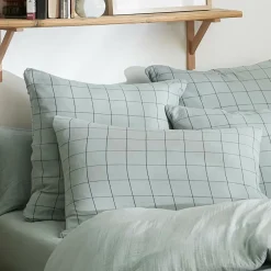 Taie d'oreiller rectangulaire gaze de coton (50 x 70 cm) Gaïa Match Vert eucalyptus