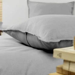 Taie d'oreiller rectangulaire flanelle de coton (50 x 70 cm) Nina Gris clair