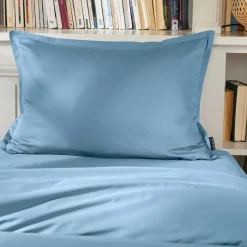 Taie d'oreiller rectangulaire percale de coton (50 x 80 cm) Cali Bleu ciel