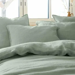 Taie d'oreiller rectangulaire lin lavé (50 x 70 cm) Louise Vert eucalyptus