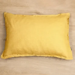 Taie d'oreiller rectangulaire lin lavé (50 x 80 cm) Louise Jaune moutarde
