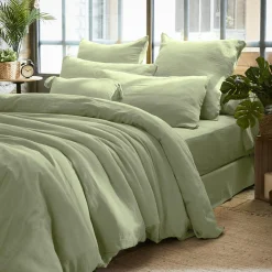 Taie d'oreiller rectangulaire gaze de coton (50 x 70 cm) Gaïa Vert tilleul