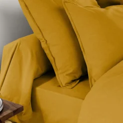 Taie d'oreiller rectangulaire flanelle de coton (50 x 80 cm) Nina Jaune ocre