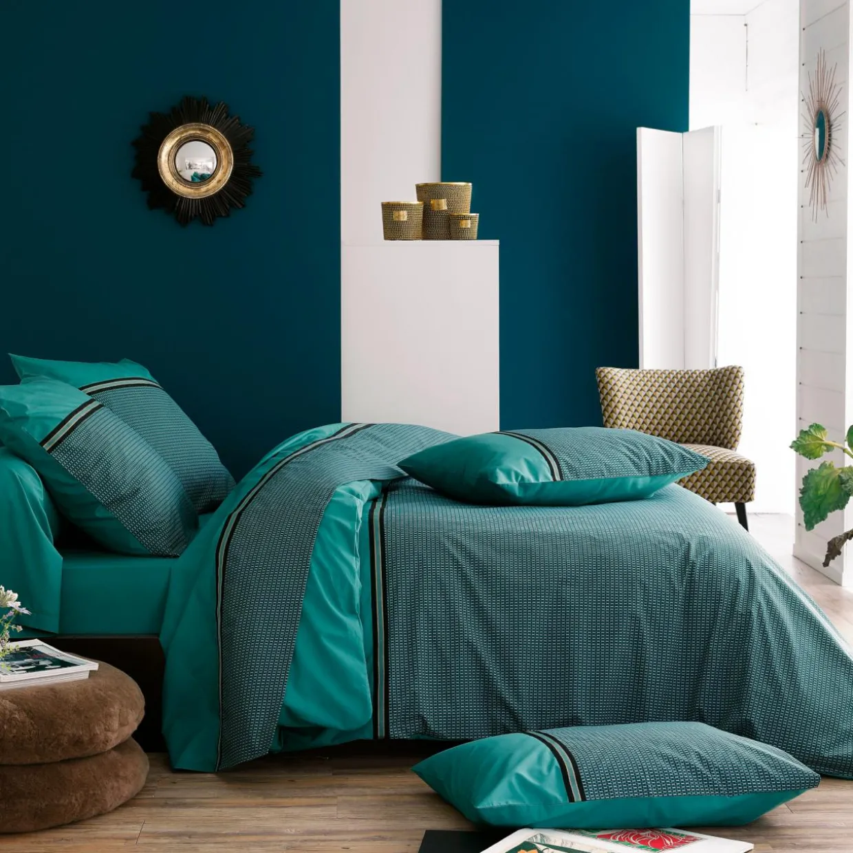 Taie d'oreiller rectangulaire percale de coton (50 x 70 cm) Gustav Vert émeraude