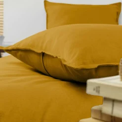 Taie d'oreiller rectangulaire flanelle de coton (50 x 70 cm) Nina Jaune ocre