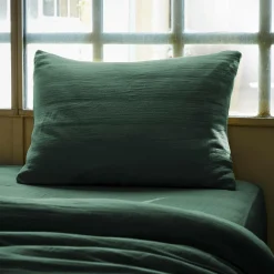 Taie d'oreiller rectangulaire gaze de coton (50 x 70 cm) Gaïa Vert sapin