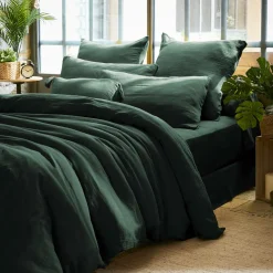 Taie d'oreiller rectangulaire gaze de coton (50 x 70 cm) Gaïa Vert sapin