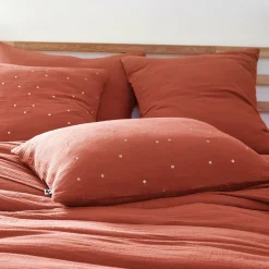 Taie d'oreiller rectangulaire gaze de coton (50 x 70 cm) Gaïa Chic Terracotta